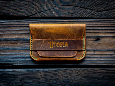 Минималистичен портфейл за карти от естествена кожа - Flap V1