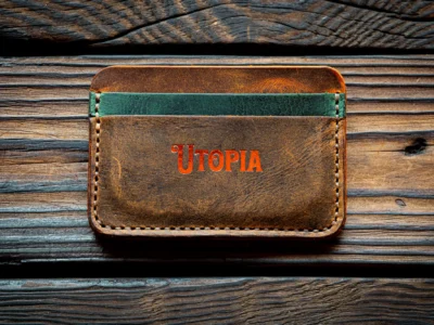 Картхолдър от естествена кожа - Minima 3 зелен/кафяв